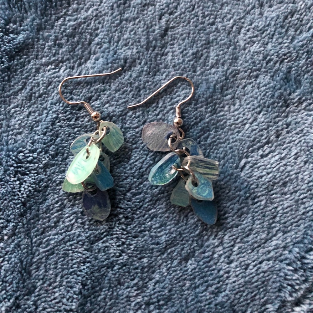 Handmade Earrings Blue Beads on Sterling Silver